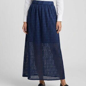 Blue Handmade Maxi Skirt with Buttons and Clasp